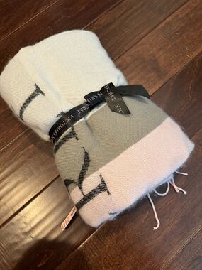 Victoria's Secret Knit Logo Wrap/blanket - White, Gray, light light Pink